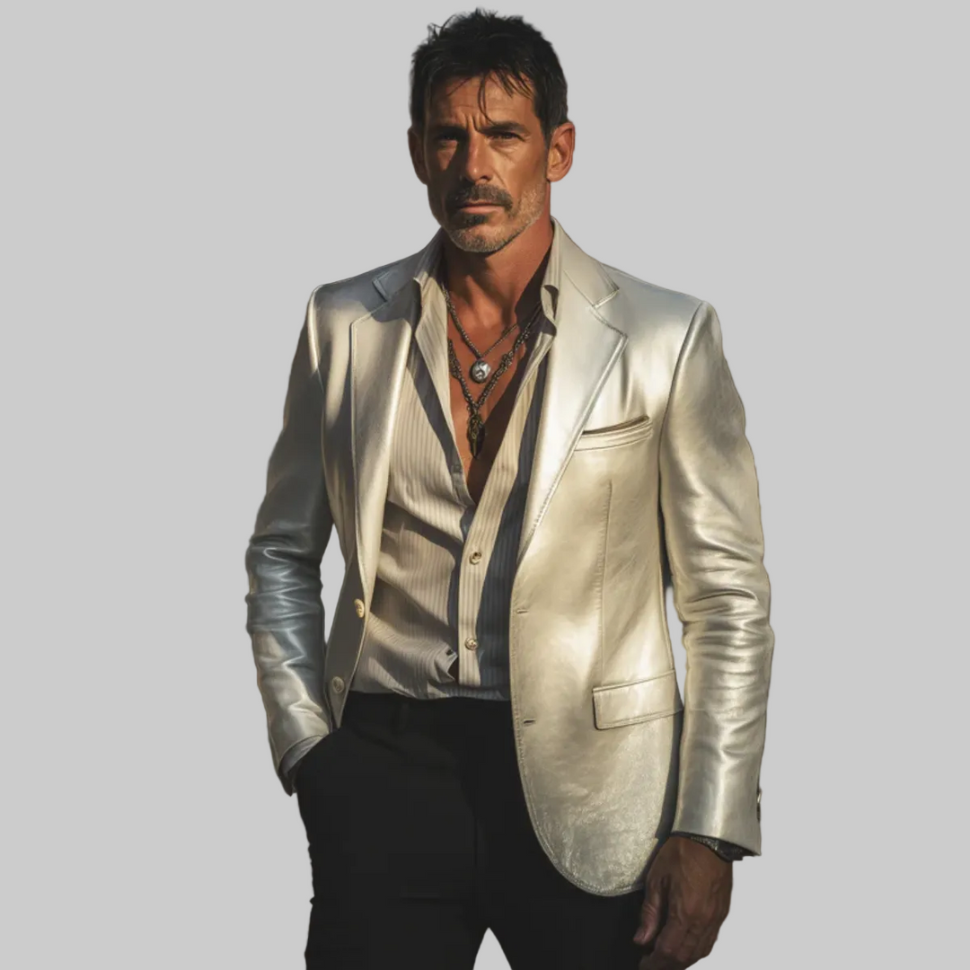 Men | Silver Metallic Blazer