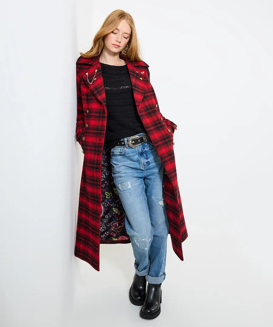 Women | Long Checked Coat