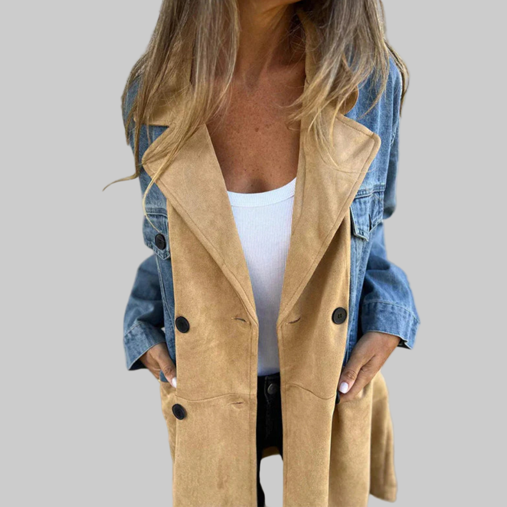 Women | Denim patchwork coat