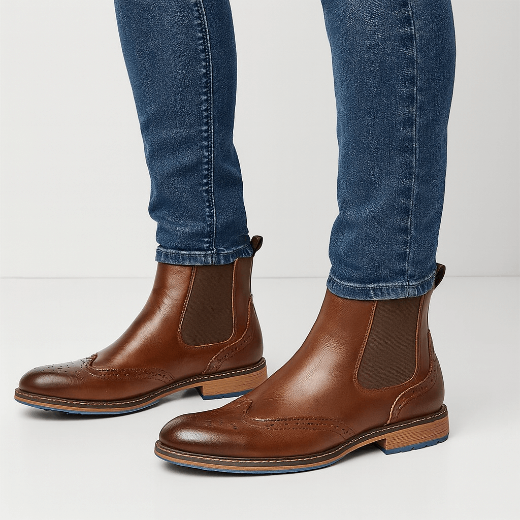 Men | Chelsea boots with front pattern